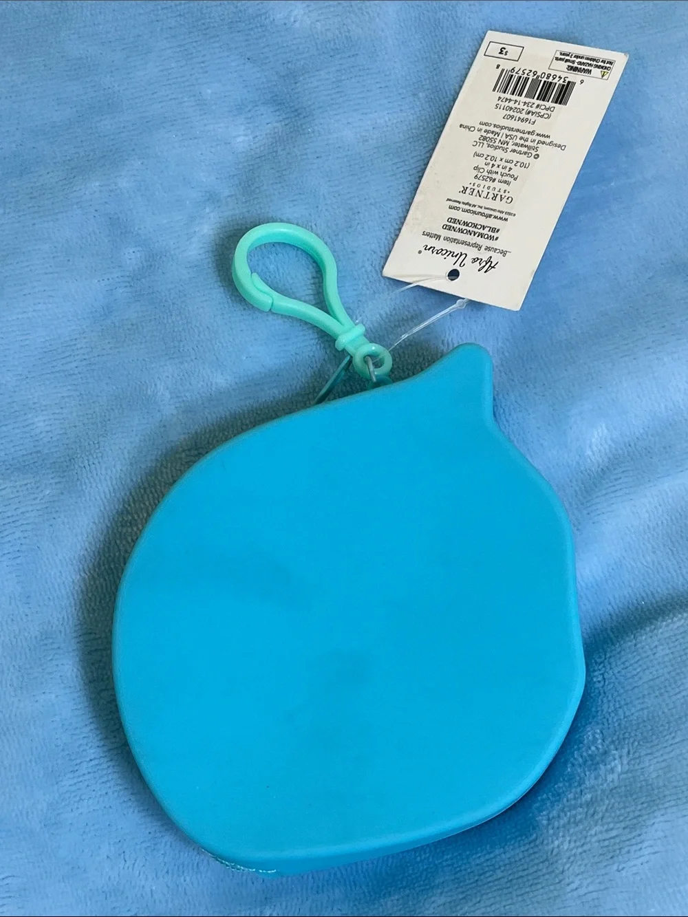 Afro Unicorn™ Blue Zip Coin Pouch w/ Clip NEW